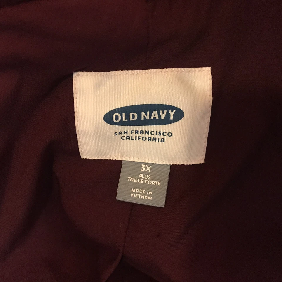 Old Navy 3x Plus Woman’s Tall Coat Burgundy Lined Button Front Pockets - Image 3 of 4