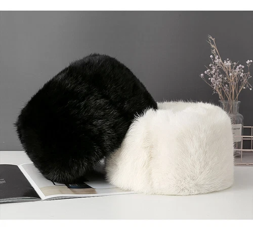 100% Real Rabbit Fur Hat Thicken Winter Warm Flat Top Cap Fashion Outdoor Men - Picture 15 of 24