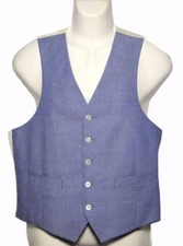 Ralph Lauren Suit Vest Blue Cream Cotton 95 Men's Size 40