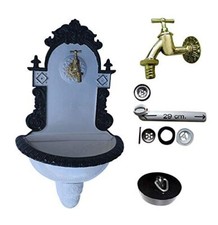 Antik Style Alu Wand Brunnen Bassena Gartenbrunnen mit Kran u. Ablaufset MG1-WG