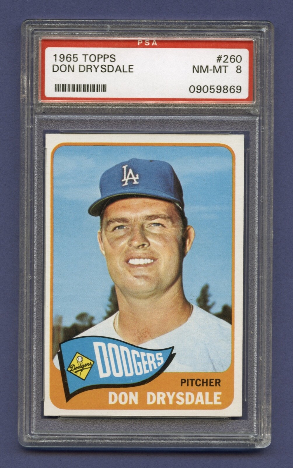 1965 DON DRYSDALE TOPPS PSA 8 NM-MT HOF LOS ANGELES DODGERS SHARP (#260) RZC