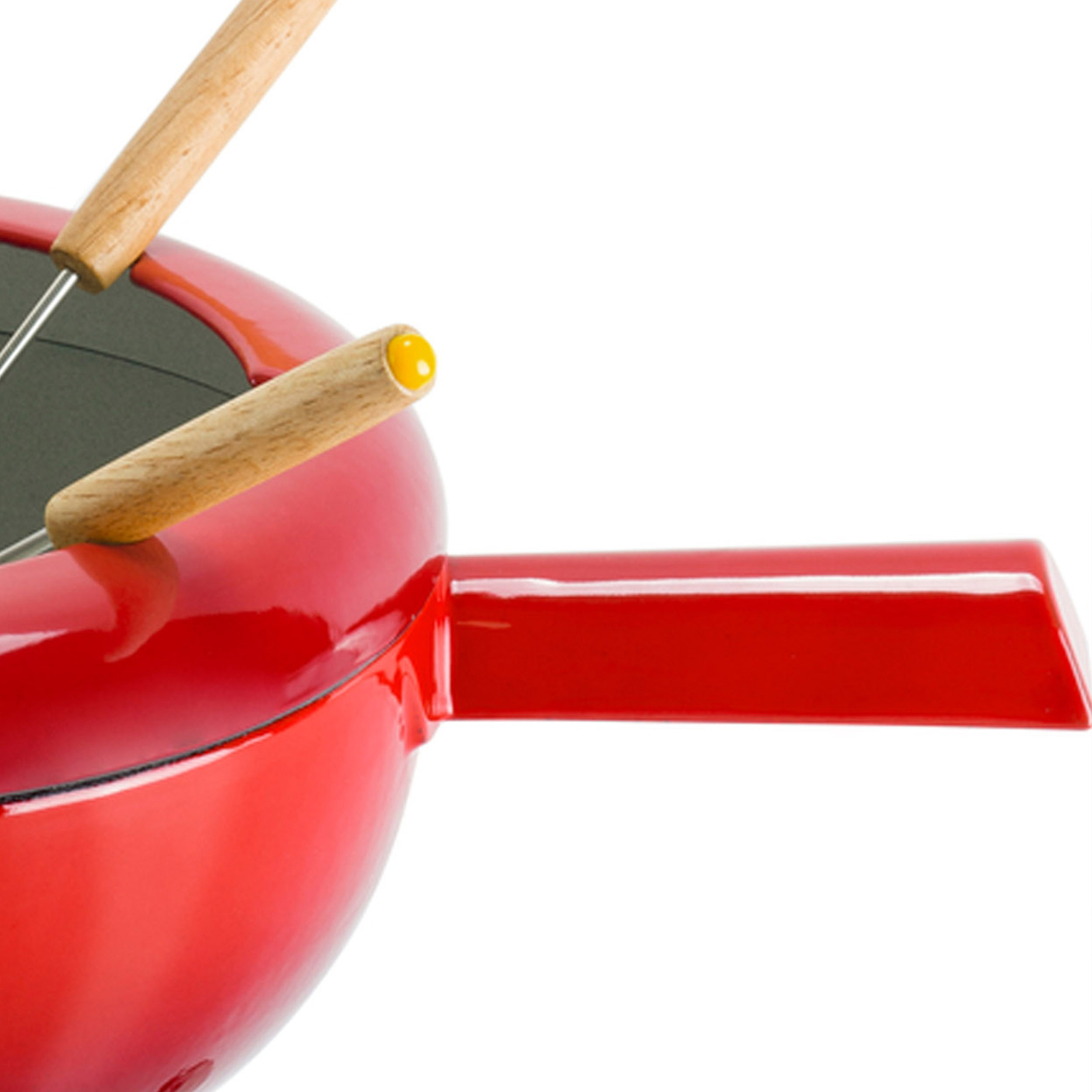 Zwilling Cherry Fondue Set Enamel Cast Iron Includes Forks Induction