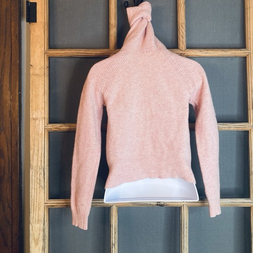 Old Navy Girls Pink 100% Lambs Wool Knitted Hooded Sweater Size M 14x18 Full Zip - Picture 10 of 11