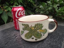 Vintage 1970s Retro Ceramic Soup Mug Bowl Petrol Station Promo Celery Pattern