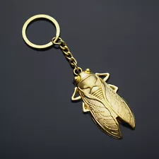Cicada Gold Pendant Charm Keychain Nymphs 13 or 17 Year Summer Bug Lover Gift