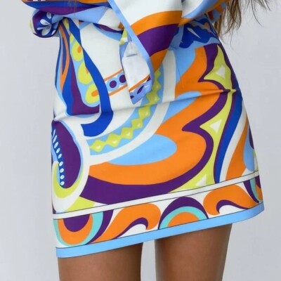 NEW  ZARA Retro  Mini Skirt  Multi  XS  Blogger FAVE   NWT