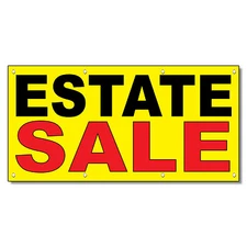 Estate Sale Black Red Yellow Background 13 Oz Vinyl Banner Sign With Grommets