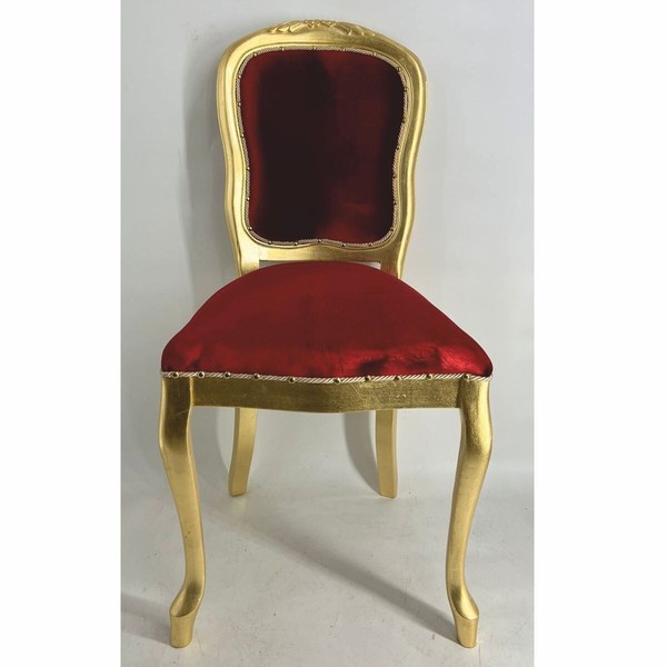 Casa Padrino Luxus Barock Esszimmer Stuhl Bordeauxrot / Gold - Barockstil MöBel-image