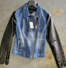 Biker Jacket W/faux Leather Sleeves By Lost Ink *unique* Size Eu/m (x-small)