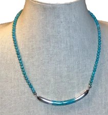 Jay King King man  Turquoise Inlay Bar Sterling Silver 18-1/4" Necklace  NIB