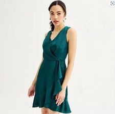 Nine West women's Sleeveless Wrap Mini Dress size M Brazilian teal