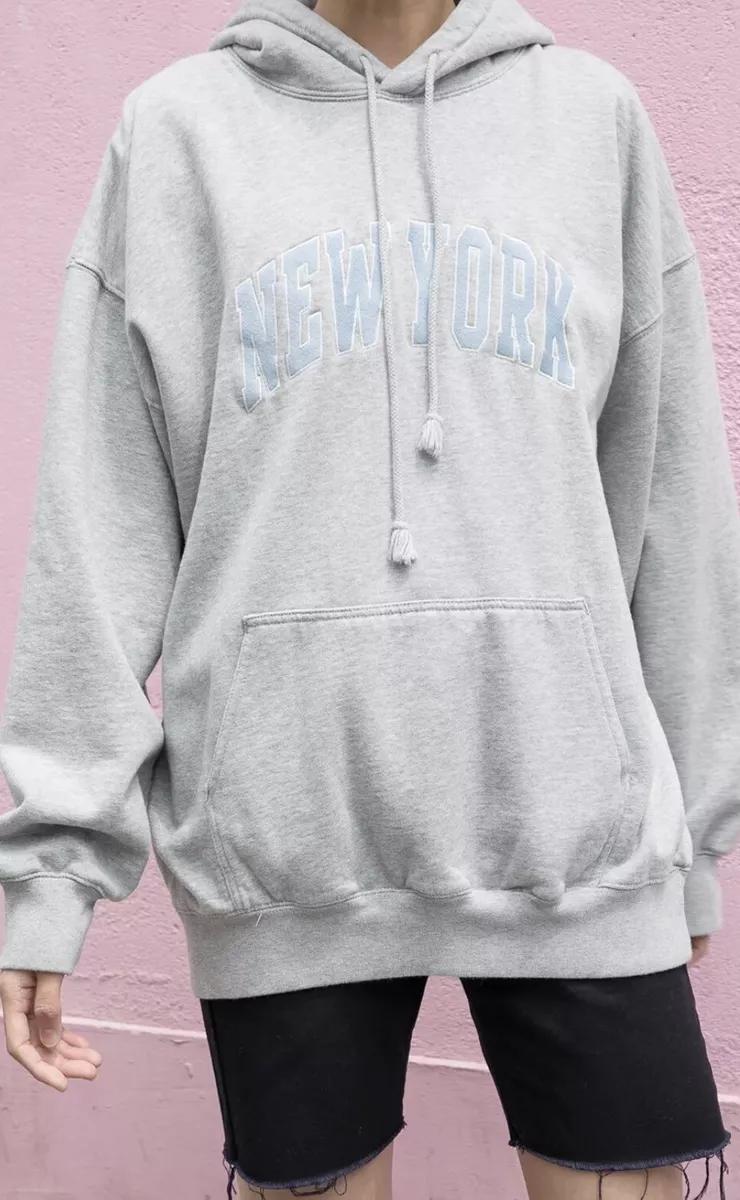 Brandy Melville Sweater Womens Gray Large Christy New York Hoodie Sweatshirt