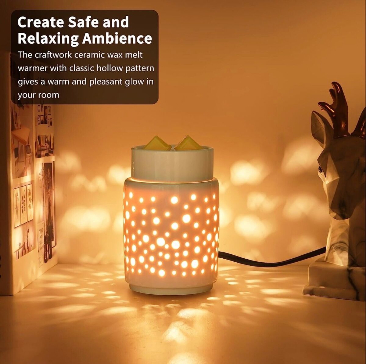nawaza Ceramic Wax Melt Warmer,Candle Wax Warmer,2-in-1 Electric