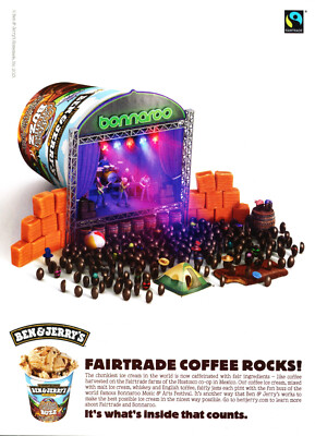 BEN & JERRY ICE CREAM AD #22  MAGAZINE promo AD  2013 FAIRTRADE COFFEE ROCKS