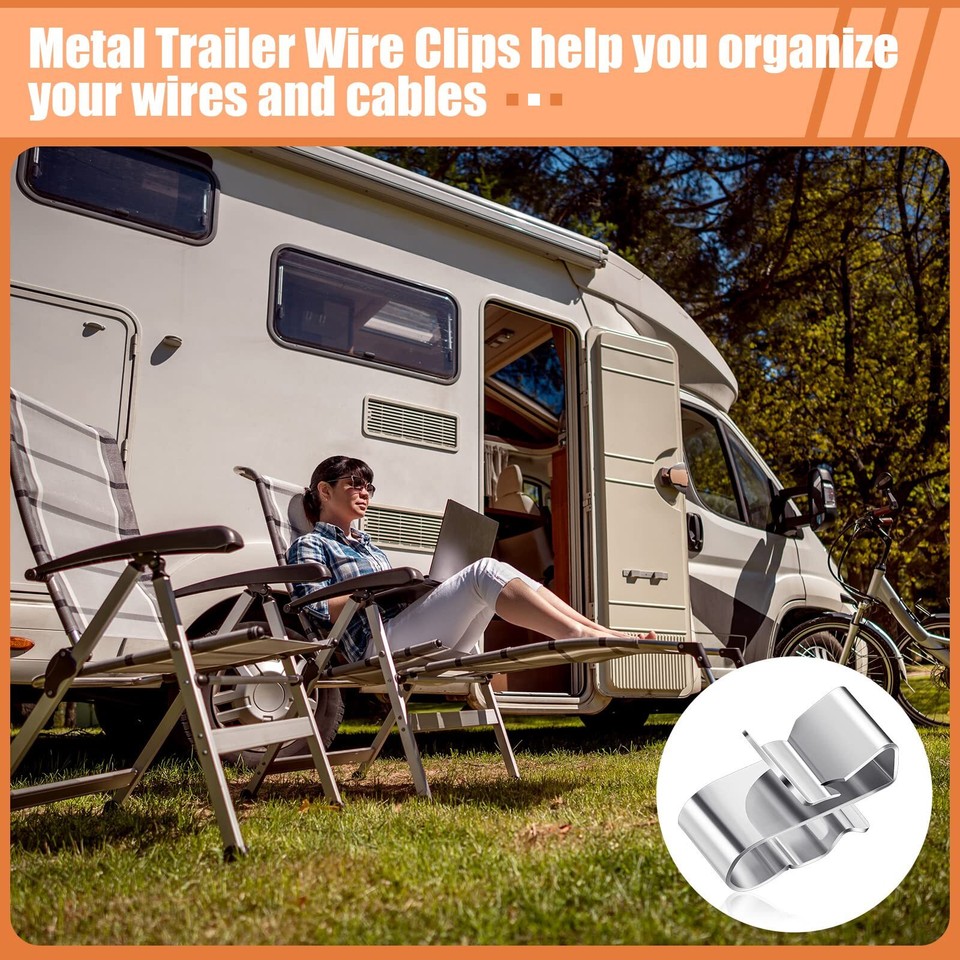 50 Pcs Trailer Frame Wire Clips Stainless Steel Metal Cable Clip 22.5