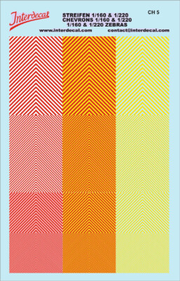 Décalcomanies Chevrons Jaune-Rouge 1/24 - 175x120mm INTERDECAL - Neuf Pour Maquettisme
