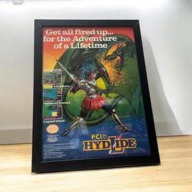 FRAMED Retro 1980&rsquo;s Hydlide Ad/Poster NES Video Game Wall Art Decor Authentic
