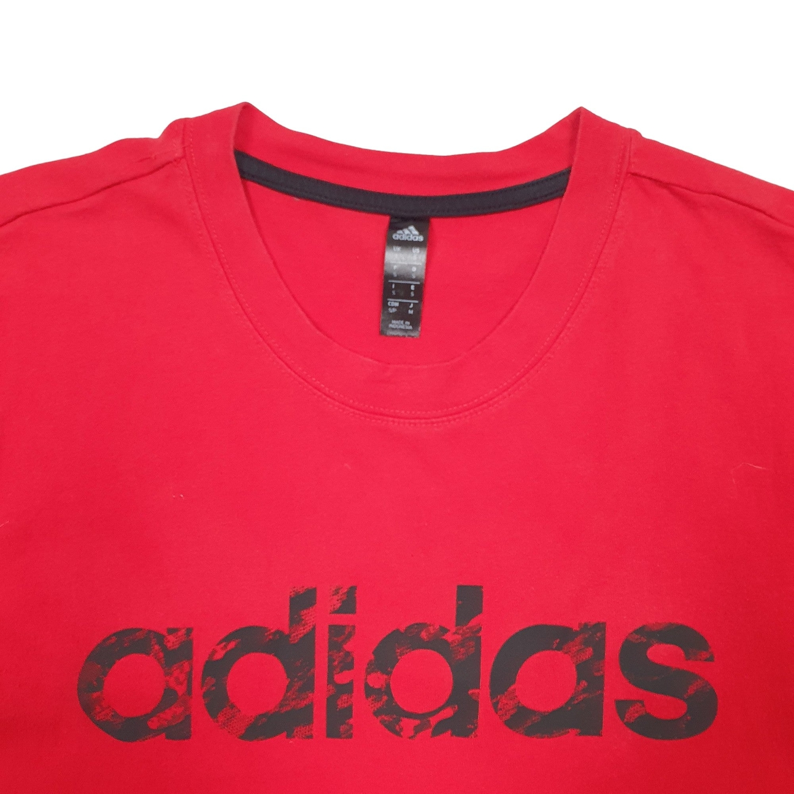 ADIDAS Red T Shirt Tee Spellout Short Sleeve Cotton Blend Mens S image 3