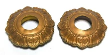 2 VINTAGE BRASS BOBECHES LIGHT BULB SOCKET COVERS