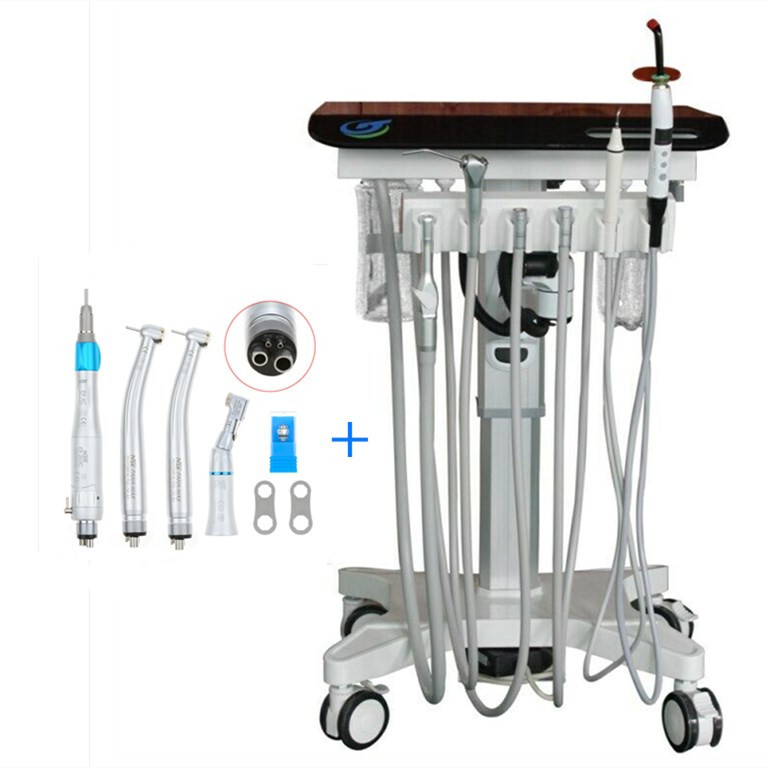 Greeloy Dental Mobile Delivery Cart Unit Treatment System + Handpiece Set 4 Hole