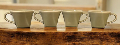 William Sonoma Hudson Square Bottom Coffee Cups Mugs Set Of 4 Green Crackle