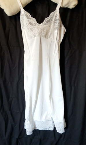 Vintage Slip Nightgown Lingerie Lace Nylon Sz S 32 Bust White 1960s NOS - Picture 8 of 8