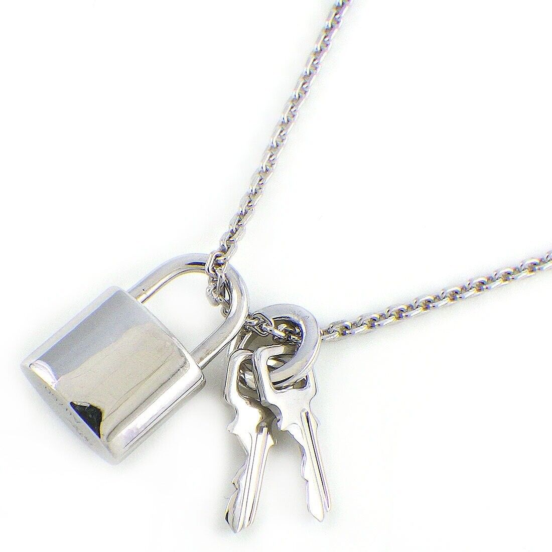 Louis Vuitton logo lock necklace - silver medium size