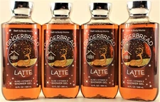 QTY 4 - Bath & Body Works GINGERBREAD LATTE Hair Face Body Wash Shower Gel 10oz