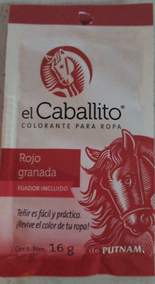 SOBRE COLORANTE/PINTURA PARA ROPA EL CABALLITO COLOR ROJO GRANADA