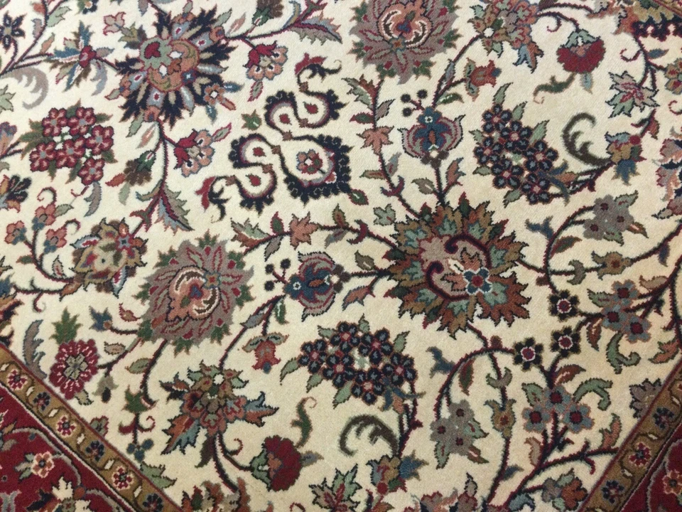 4’.” X 7’.9” Beige Red Traditional Floral All-Over Oriental Rug Hand Knotted - Image 3 of 4