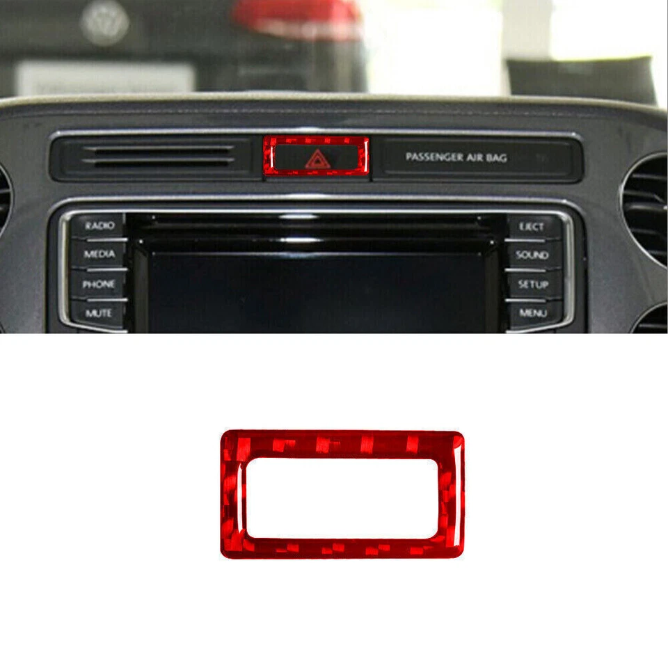 Kit interior completo de fibra de carbono rojo 31 piezas para Volkswagen Tiguan Foto 2 de 4