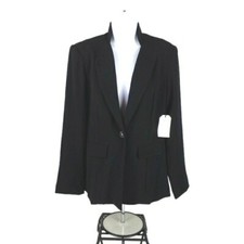 CAbi City Blazer Jacket Womens Black Size 4 Single Button Long Sleeves NWT