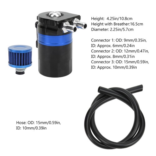 ˘Blue Car Oil Catch Can Internal Baffle Dual Chamber Filter Aluminium Alloy - Picture 6 of 12