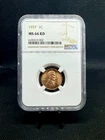 1937 Lincoln Wheat Penny NGC MS66RD (Red)