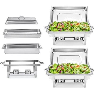 Buffet Set Edelstahl Speisewärmer 9L 2tlg. Wärmebehälter für Catering und Party