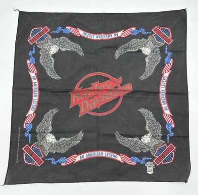vintage harley davidson bandana scarf H2 Black Blue Eagle
