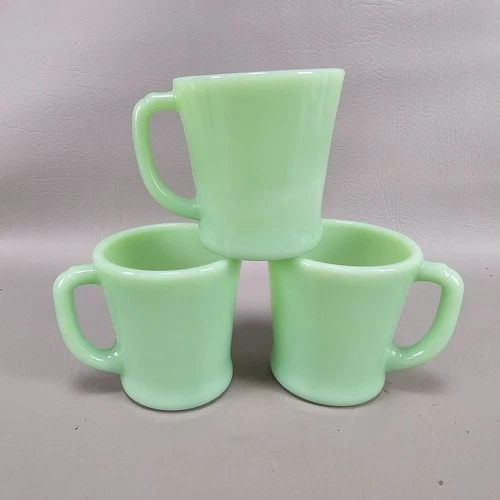 Vintage Fire King Jadeite D Ring Coffee Cup Mugs - Set of 3