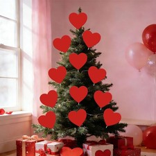 12 PCS Red Pink White Heart Valentines Day Tree Ornaments, Extra Large Cute H...