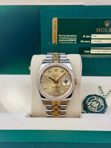 Rolex Datejust 36 Champagne Diamond Bezel Preowned 2011 116243