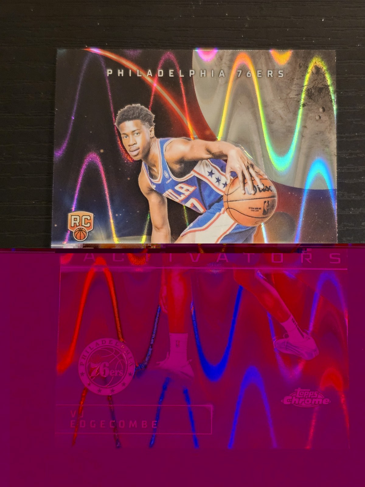 VJ Edgecombe 2025 Topps Chrome Basketball Activators Raywave Refractor Rookie SP