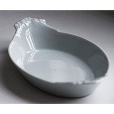 Apilco France White Porcelain Au Gratin Dishes Set of 4 Shell Eared Handles VNTG