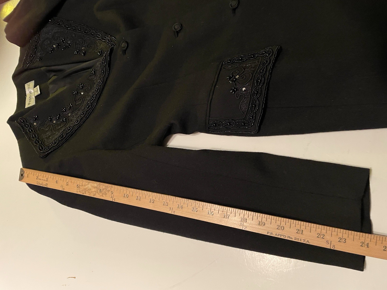 VINTAGE JOHN MEYER OF NORWICH STUNNING BLACK BEADED COCKTAIL PARTY BLAZER  SZ 12