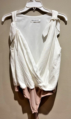 Amanda Uprichard women's linen overlap bodysuit lined top us size S USA