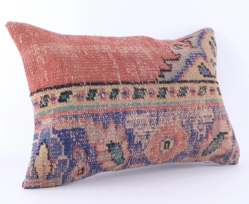 Funda de cojín para alfombra turca Kilim 16""x24"" nómada vintage Kelim Foto 3 de 4