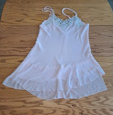 Lace Semi Sheer Mini Slip Babydoll Dress - Vintage California Dynasty Chemise L