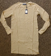 New Polo Ralph Lauren Women's Thermal Knit Dress MEDIUM - Boating Khaki