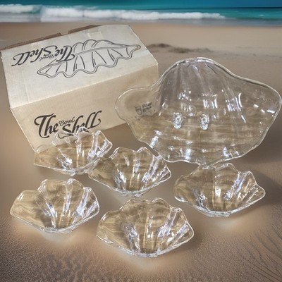 Vintage Grainware The Shell Bowl 6 Piece Set Clear Acrylic Footed Seafood Dishes