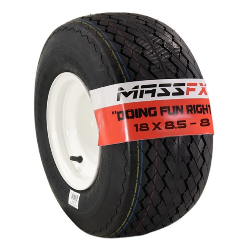 MASSFX 18x8.5-8 Golf Cart, Turf, Lawn & Garden Tires & White Wheel Kit 18x8.5x8 - Picture 1 of 9