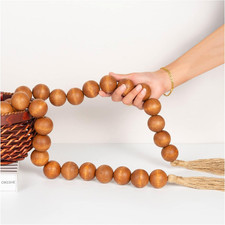 OMISHE 76" Long Extra Large Wood Bead Garland with 1.6" Diameter Wooden Beads