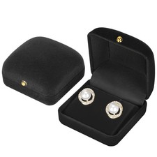 KUKUVR 2 Pcs Velvet Jewelry Earring Stud Gift Box (Black) Black